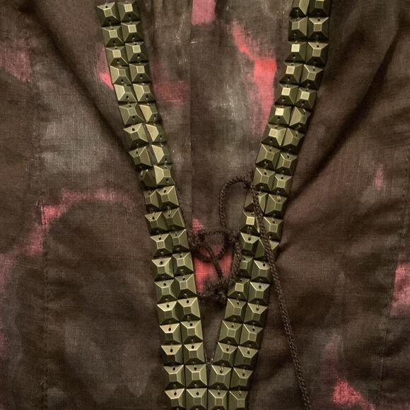 J. Crew Top Women's Size 4 3/4 Multicolor Sleeve Beaded V-Neckline Casual Blouse - Picture 7 of 9